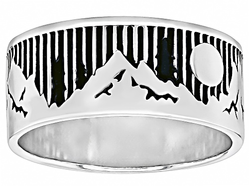 Southwest Style by JTV™ Oxidized Sterling Silver Nature Landscape Band Ring - Size 9