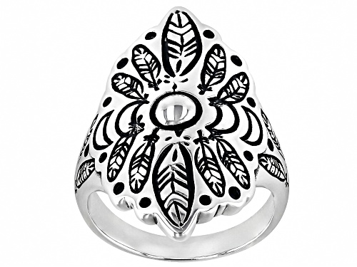 Southwest Style by JTV™ Oxidized Sterling Silver Feather Ring - Size 7