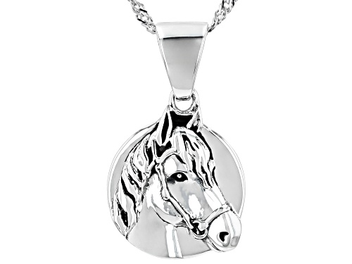 Southwest Style by JTV™ Oxidized Sterling Silver Horse Pendant With Chain