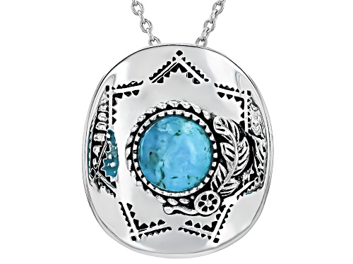 Southwest Style by JTV™ Composite Blue Turquoise Sterling Silver Cowboy Hat Brooch/Pendant/Chain