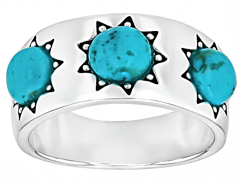 Southwest Style by JTV™ 5.5mm Round Blue Composite Turquoise Sterling Silver Sun Band Ring - Size 9