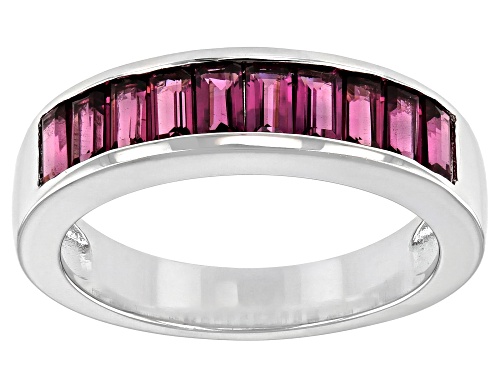 Photo of 1.65ctw Baguette Raspberry Color Rhodolite Rhodium Over Sterling Silver Band Ring - Size 8
