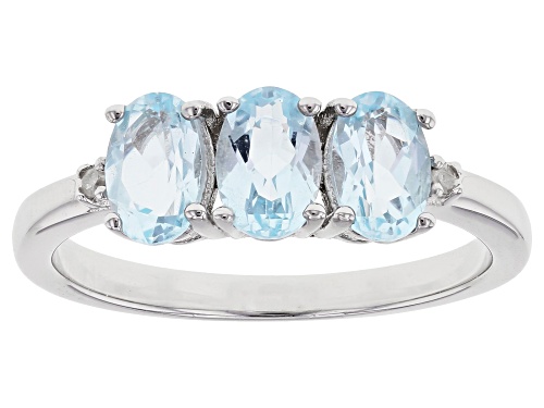 1.42ctw Oval Glacier Topaz(TM) With 0.01ctw White Diamond Rhodium Over Sterling Silver Ring - Size 9