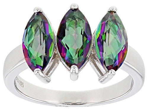 Photo of 2.92ctw Marquise Multi Color Quartz Rhodium Over Sterling Silver 3-Stone Ring - Size 7
