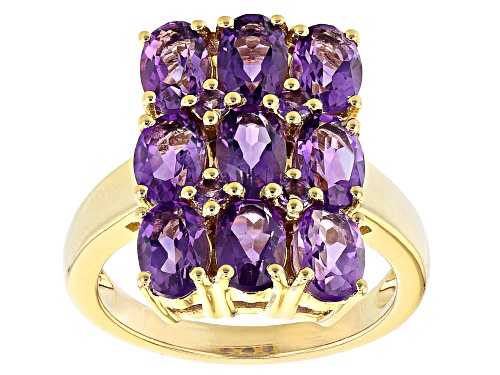 Photo of 3.12ctw Oval And 0.13ctw Round African Amethyst 18K Yellow Gold Over Sterling Silver Ring - Size 7