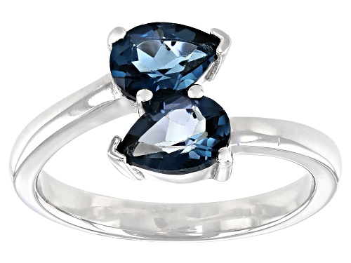 Photo of 1.41ctw Pear Shape London Blue Topaz Rhodium Over Sterling Silver Ring - Size 8