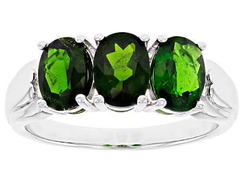 Photo of 2.04ctw Chrome Diopside Rhodium Over Sterling Silver 3-Stone Ring - Size 8