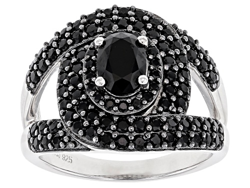 Photo of 2.26ctw Black Spinel Rhodium Over Silver Ring - Size 7
