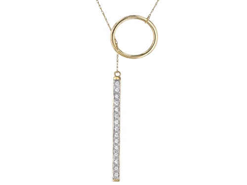 Photo of .26ctw Round White Zircon 10k Yellow Gold Lariat Necklace