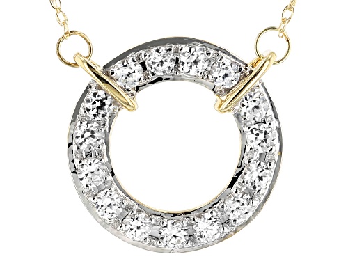 Photo of .75ctw Round White Zircon 14k Yellow Gold Circle Drop Necklace - Size 18