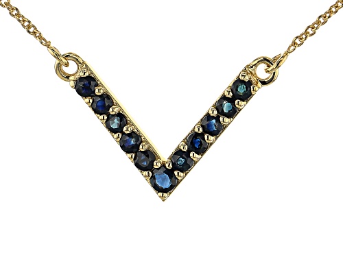 0.51ctw Round Blue Sapphire 10k Yellow Gold Necklace - Size 18