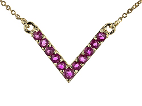 0.52ctw Round Ruby 10k Yellow Gold Necklace - Size 18