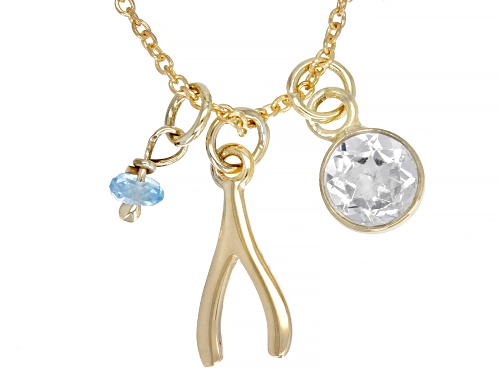 Photo of 0.12ct Blue And 0.47ct White Topaz 10k Yellow Gold Pendant With Chain