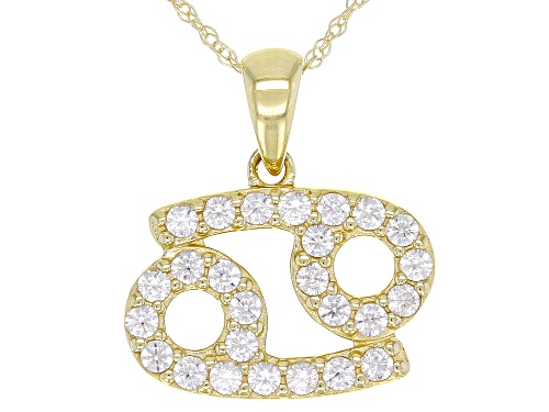 Photo of 0.51ctw Round White Zircon "Cancer" 10k Yellow Gold Pendant With Chain