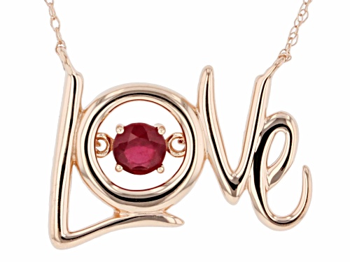 Photo of 0.37ct Round Mahaleo® Ruby 10k Rose Gold Love Necklace - Size 18