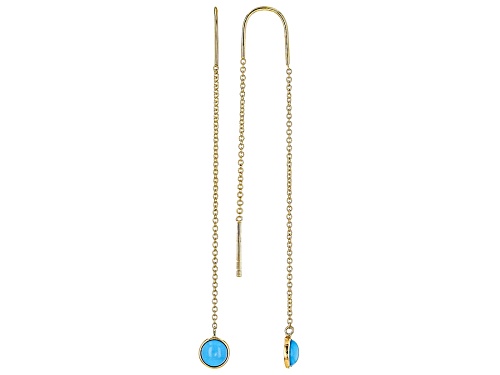 5mm Sleeping Beauty Turquoise 10k Yellow Gold Threader Earrings