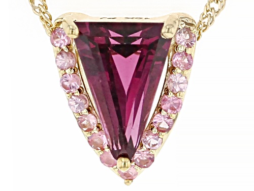 1.28ctw Triangle Grape Color Garnet and Pink Spinel 10k Gold Pendant With Chain