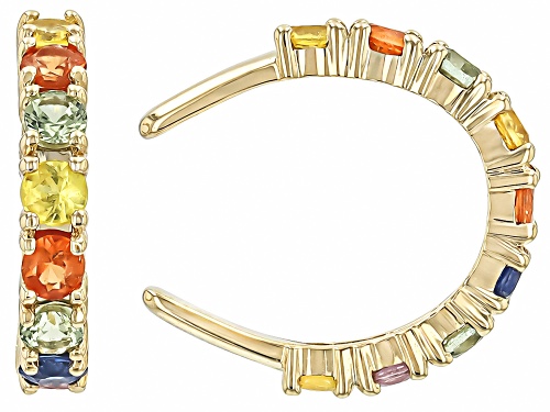 0.63ctw Round Multi Color Sapphire 10k Yellow Gold Ear Cuff