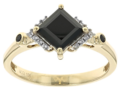 1.34ctw Black Spinel With 0.09ctw White Zircon 10k Yellow Gold Ring - Size 8