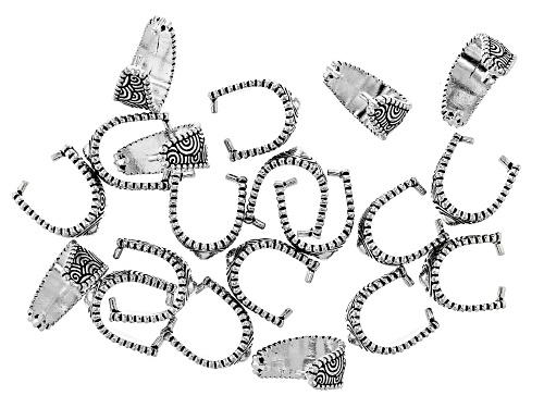 Antiqued Silver Tone Large Spiral Pinch Bail Set of 20