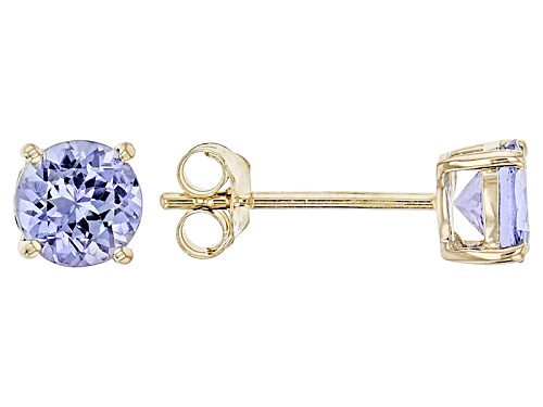 0.90ctw Blue Tanzanite 14k Yellow Gold Stud Earrings