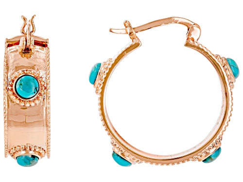 Timna Jewelry Collection™ 4mm Round Blue Turquoise Copper Hoop Earrings