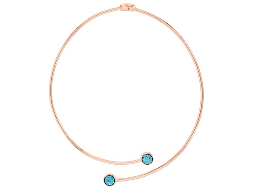 Timna Jewelry Collection™ 10mm Round Blue Turquoise Copper Collar Necklace - Size 16