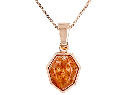 Timna Jewelry Collection™ 12x10mm Fancy Shape Orange Sunstone Copper Enhancer With Chain