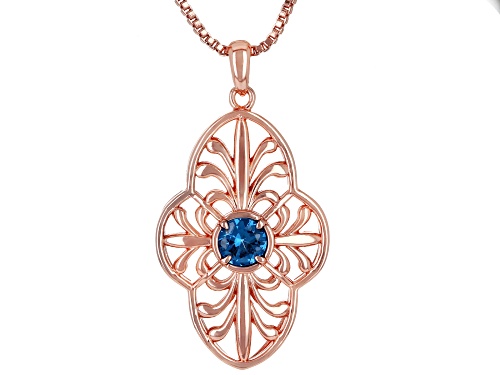 Photo of Timna Jewelry Collection™ 0.81ct Round Lab Created Blue Spinel Copper Pendant with Chain