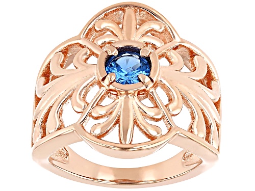 Timna Jewelry Collection™ 0.65ct Round Lab Created Blue Spinel Copper Ring - Size 6
