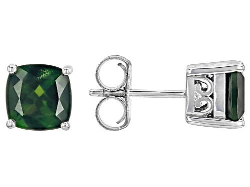 2.67CTW SQUARE CUSHION RUSSIAN CHROME DIOPSIDE RHODIUM OVER STERLING SILVER EARRINGS