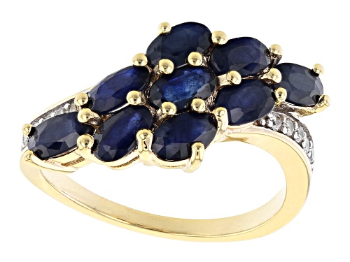 Photo of 2.19ctw Oval Blue Sapphire With 0.15ctw Round White Zircon 3K Gold Ring - Size 7