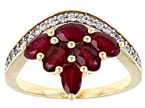 Photo of 1.62ctw Oval Mahaleo® Ruby With 0.16ctw Round White Zircon 3K Gold Ring - Size 7