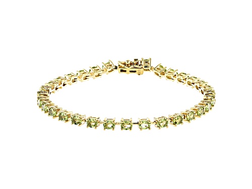 Photo of Green Peridot 3k Tennis Bracelet 4.92ctw - Size 7.25