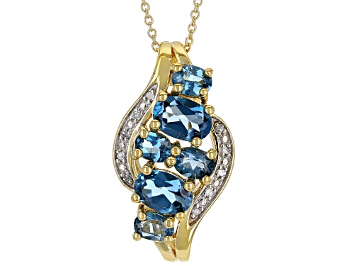 Photo of 1.78ctw Oval London Blue Topaz With 0.04ctw Round Diamond 3K Gold Pendant With Chain