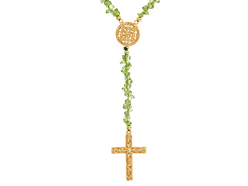 Artisan Collection Of Turkey™ 84.25ctw Peridot 18k Yellow Gold Over Silver Cross Necklace - Size 18