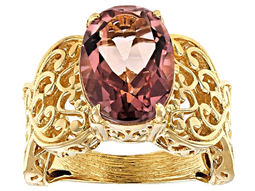 Photo of Artisan Collection of Turkey™ 5.69ct morganite color quartz 18k yellow gold over silver ring - Size 8