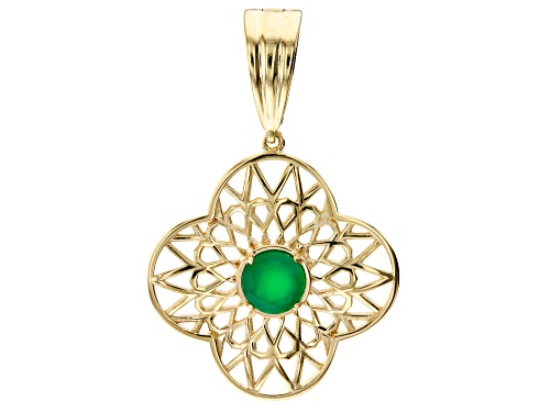 Photo of Artisan Collection of Turkey™ 1.90ctw Round Green Onyx 18K Yellow Gold Over Sterling Silver Enhancer