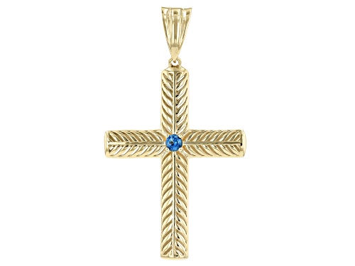 Artisan Collection Of Turkey™ 0.20ct London Blue Topaz 18K Gold Over Sterling Silver Cross Enhancer