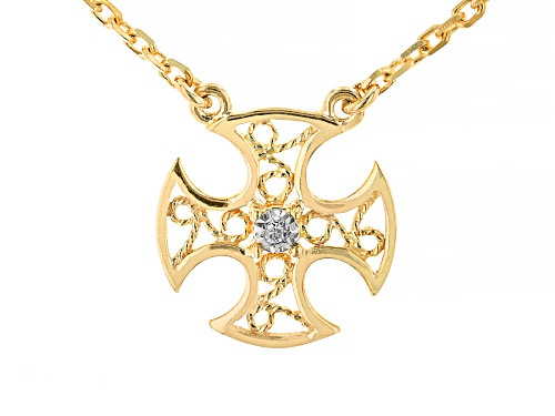 Photo of Artisan Collection of Turkey™ 0.01ct Diamond Accent 18k Yellow Gold Over Silver Cross Necklace - Size 18