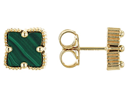 Photo of Artisan Collection of Turkey™ 10mm Star Malachite 18k Yellow Gold Over Sterling Silver Stud Earrings