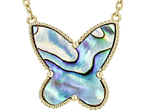 Photo of Artisan Collection of Turkey™ Abalone Shell 18k Yellow Gold Over Sterling Silver Butterfly Necklace - Size 18