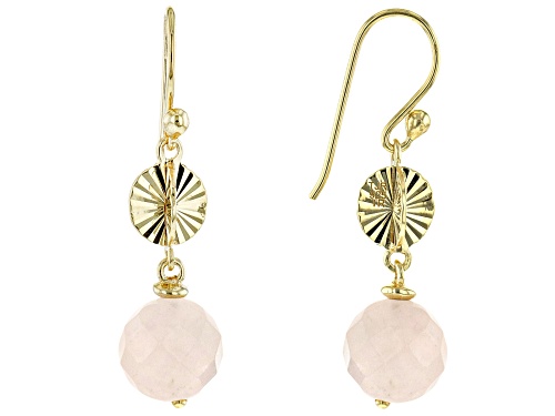 Artisan Collection of Turkey™ 10mm Rose Quartz 18k Yellow Gold Over Sterling Silver Earrings