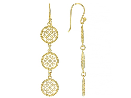 Artisan Collection of Turkey™ 18k Yellow Gold Over Sterling Silver Filigree Station Earrings