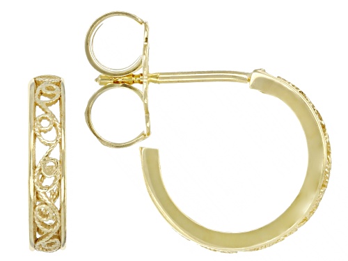 Artisan Collection of Turkey™ 18k Yellow Gold Over Sterling Silver Hoop Filigree Earrings