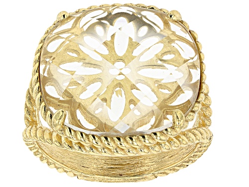 Artisan Collection of Turkey™ 18mm Cushion Quartz With Underlay 18k Yellow Gold Over Silver Ring - Size 6