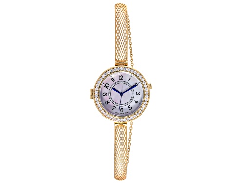 Artisan Collection of Turkey™ Pink Mother-Of-Pearl 18k Gold Over Bronze with Cubic Zirconia Watch