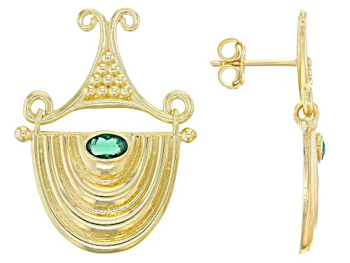 Artisan Collection of Turkey™ Green Crystal 18K Yellow Gold Over Sterling Silver Earrings