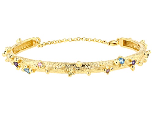 Artisan Collection of Turkey™ Diamond Simulant 18K Gold Over Silver Textured Cuff Bracelet