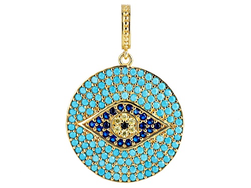 Artisan Collection of Turkey™ Crystal & Cubic Zirconia 18K Gold Over Silver Evil Eye Pendant